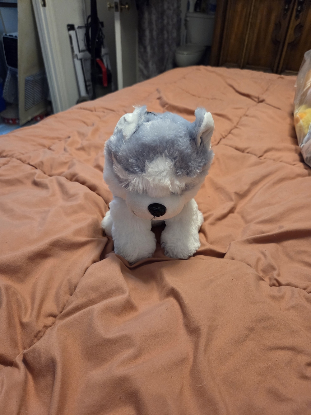 Plush Husky Puppy Stuffed Animal - Gray & White